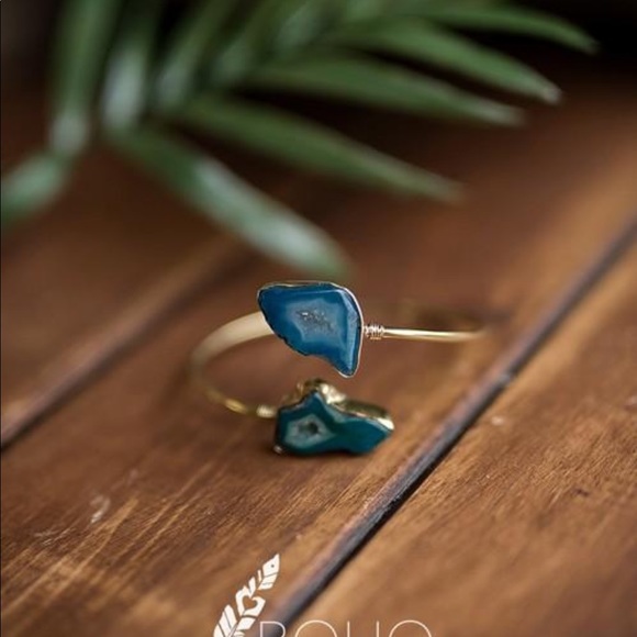 Blue Agate Cuff Bracelet - Picture 2 of 3